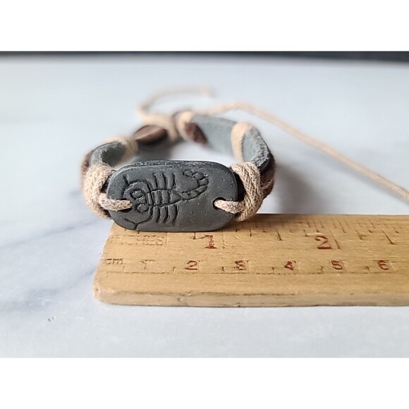 Zodiac Scorpio Leather Adjustable Bracelet Vintage - Picture 5 of 10
